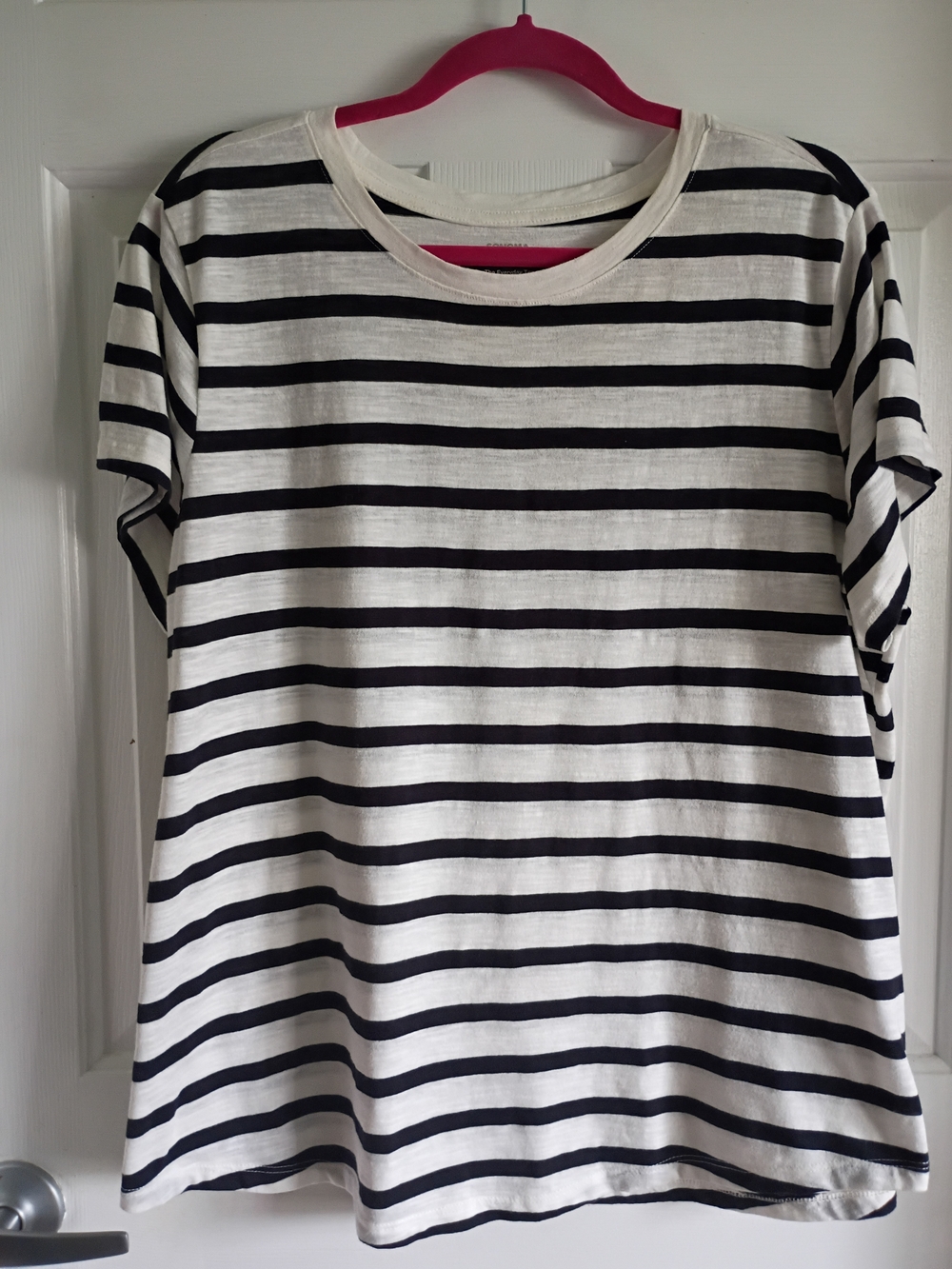 Sonoma Black and White Striped Short Sleeve Tee